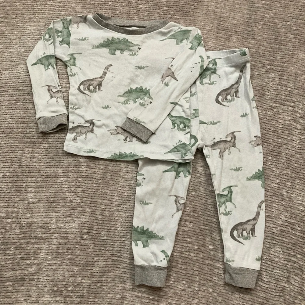 Burt’s Bees Baby‎ Dinosaur Pajama Set Size 18 Months PJs 100% Organic Cotton